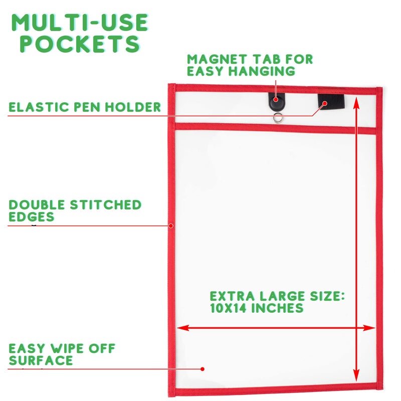 Two Point Magnetic Dry Erase Pockets by Two Point (10-Pack) - Portrait - Clear Dry Erase Pocket Sleeves, Job Shop Ticket Holders, Clear Paper Sleeves Protector, Magnetic Folder Pouch - Image 3